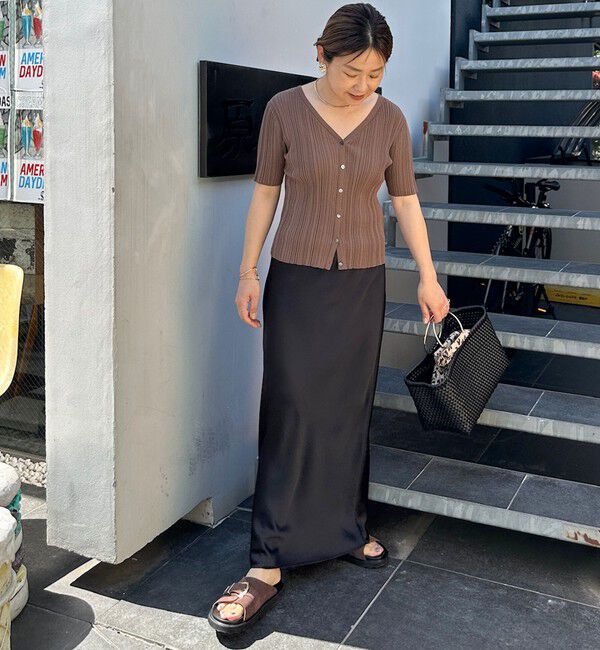 Rie Miller「《手洗い可能》ランダムテレコ2WAYカーディガン」|カーディガン|