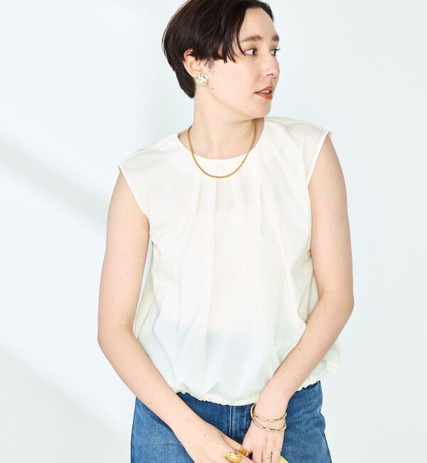 NOLLEY'S「《セットアップ対応》撥水ストレッチタフタタックブラウス」|シャツ・ブラウス|