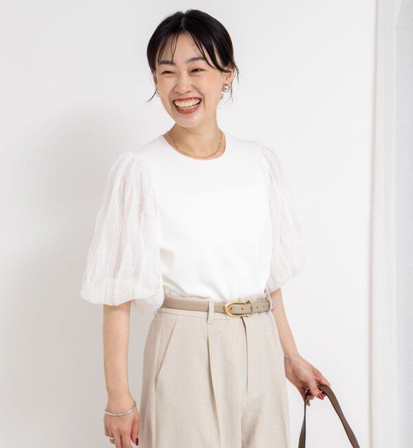 NOLLEY'S sophi「《手洗い可能》袖チュールプルオーバーニット」|ニット・セーター|