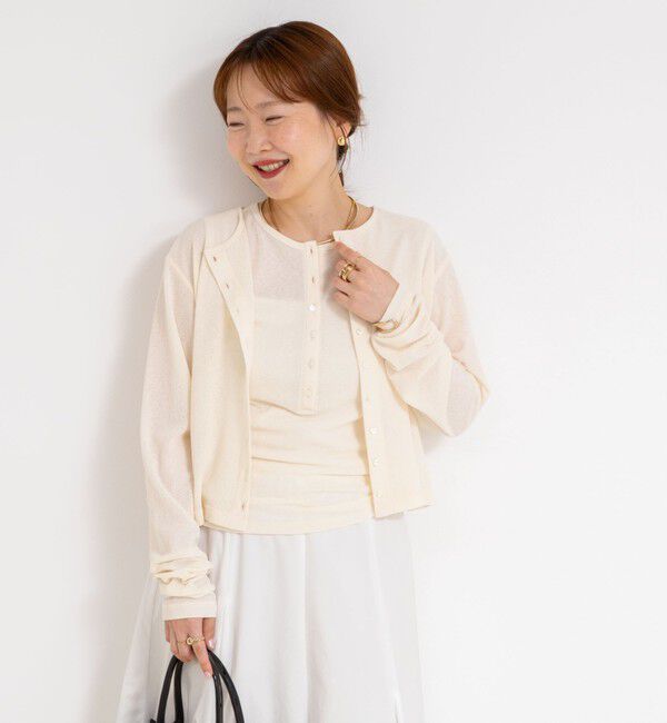 NOLLEY'S「《アンサンブル対応》シアーワッフルヘンリーノースリーブ2WAYプルオーバーカットソー」|Tシャツ・カットソー|