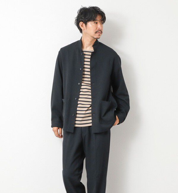 NOLLEY'S goodman「《セットアップ対応》LANATEC ウーステッドサージストレッチ マオカラーシャツブルゾン」|ブルゾン・スタジャン|