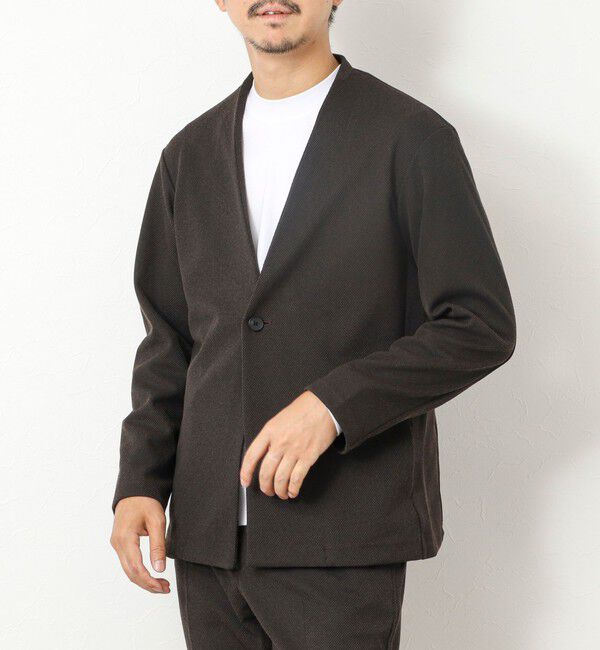 NOLLEY'S goodman「《ビジカジ/セットアップ対応》【尾州】先染めウォッシャブルノーカラーカーディガンジャケット 25AW」|ノーカラージャケット|