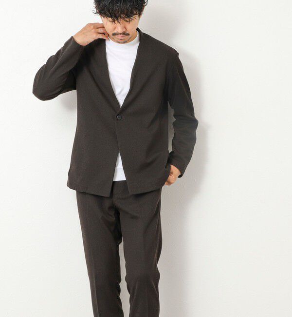 NOLLEY'S goodman「《ビジカジ/セットアップ対応》【尾州】先染めウォッシャブルノーカラーカーディガンジャケット 25AW」|ノーカラージャケット|