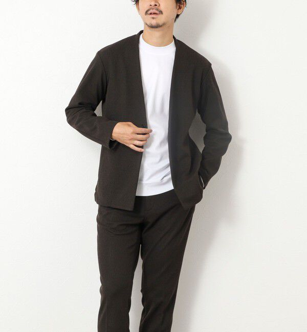 NOLLEY'S goodman「《ビジカジ/セットアップ対応》【尾州】先染めウォッシャブルノーカラーカーディガンジャケット 25AW」|ノーカラージャケット|