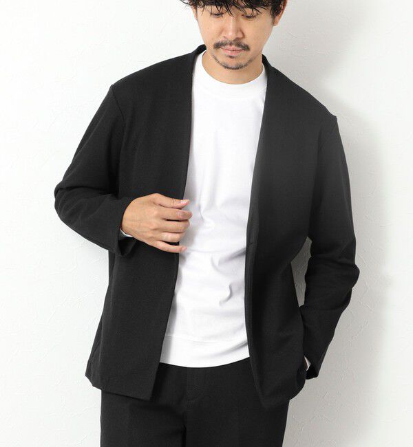 NOLLEY'S goodman「《ビジカジ/セットアップ対応》【尾州】先染めウォッシャブルノーカラーカーディガンジャケット 25AW」|ノーカラージャケット|ブラック