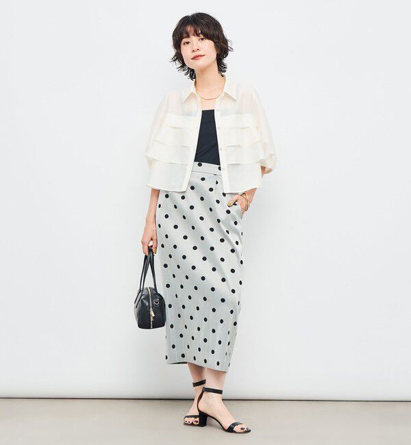 NOLLEY'S「シアーシルキーパール釦フリルブラウス」|シャツ・ブラウス|