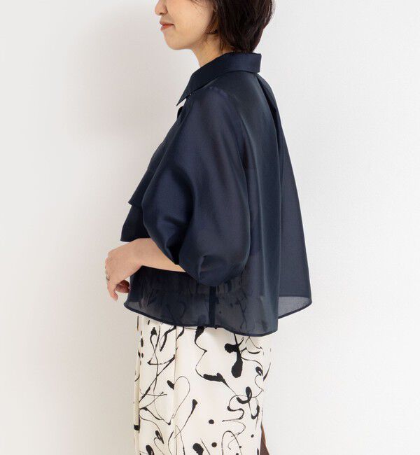 NOLLEY'S「シアーシルキーパール釦フリルブラウス」|シャツ・ブラウス|