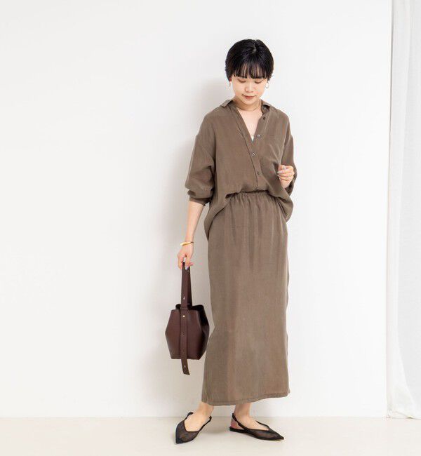 NOLLEY'S「《セットアップ対応》ウォッシャブルシルキーキュプラドレープシャツ」|シャツ・ブラウス|