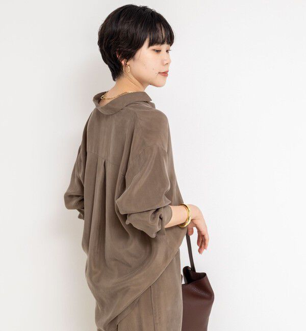 NOLLEY'S「《セットアップ対応》ウォッシャブルシルキーキュプラドレープシャツ」|シャツ・ブラウス|