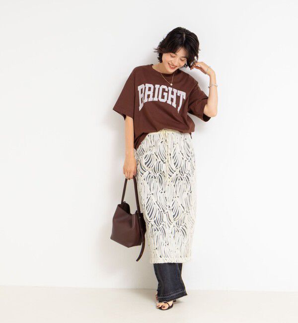 Rie Miller「《セットアップ対応》チュール刺繍タイトスカート」|タイト|