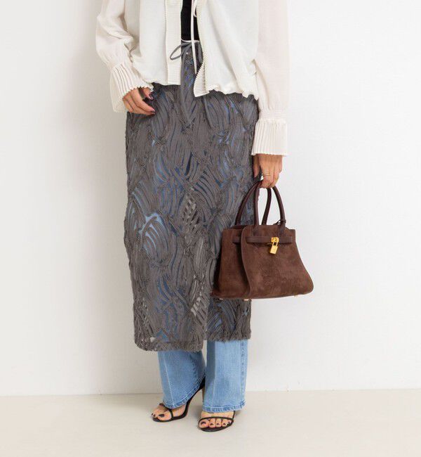 Rie Miller「《セットアップ対応》チュール刺繍タイトスカート」|タイト|