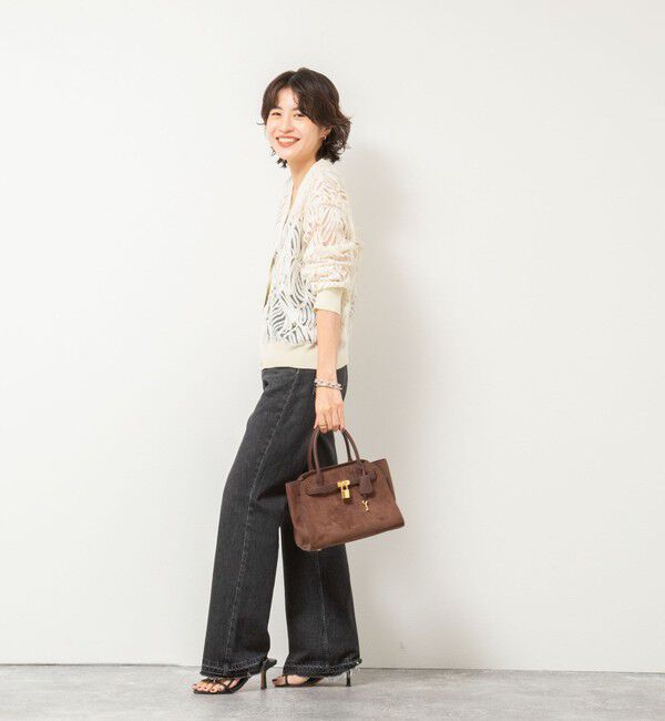 Rie Miller「【追加】《セットアップ対応》チュール刺繍Vネックカーディガン」|カーディガン|