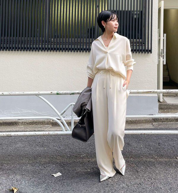 NOLLEY'S sophi「《セットアップ対応》ウォッシャブルダブルクロスサテンイージーワイドパンツ」|その他|