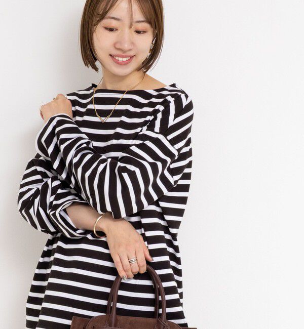 Rie Miller「BIGマリンボーダーボートネックプルオーバーカットソー」|Tシャツ・カットソー|