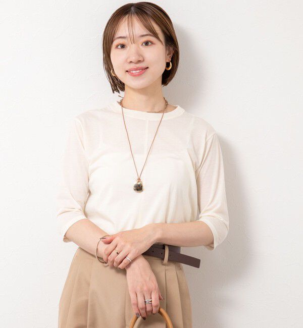 NOLLEY'S「綿ナイロンシアー6分袖プルオーバーカットソー」|Tシャツ・カットソー|