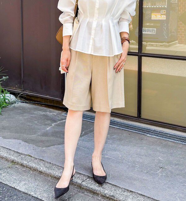 NOLLEY'S「《セットアップ対応》ウォッシャブルウール調ストレッチハーフパンツ」|その他|ベージュ