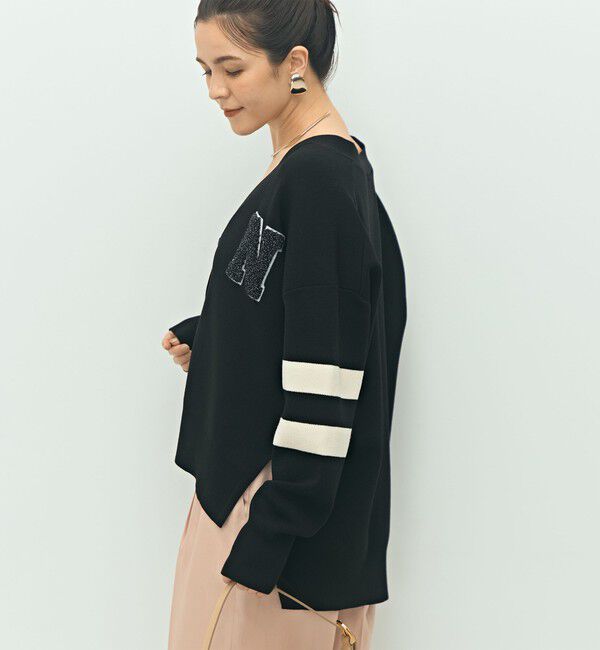 NOLLEY'S「《手洗い可能》レタードVネックニットカーディガン」|カーディガン|ブラック・グレー系2