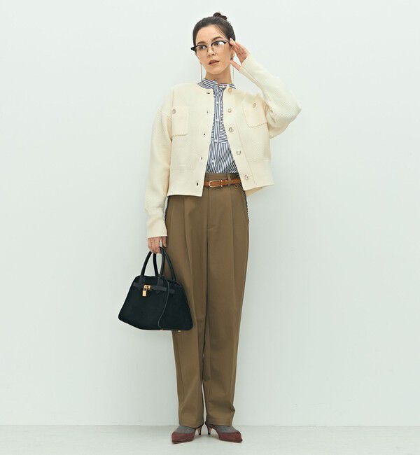 NOLLEY'S「《手洗い可能》鹿の子編みクルーネックカーディガン」|カーディガン|