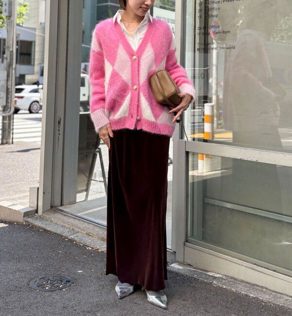 Laraaji「モヘアインターシャアーガイルVネックカーディガン」|カーディガン|