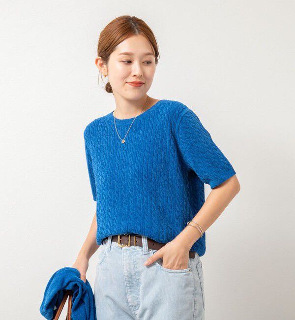 Rie Miller「《手洗い可能》《アンサンブル対応》モールヤーンミニケーブルプルオーバーニット」|ニット・セーター|