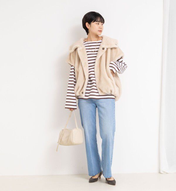 Rie Miller「エコファー衿付ベスト」|ブルゾン・スタジャン|