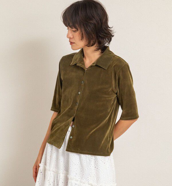MAQWEL「【MAQWEL/マクウェル】ウォッシャブルベロア半袖シャツ」|シャツ・ブラウス|