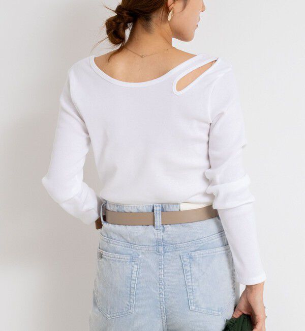 Rie Miller「ウォッシャブルリブカットアウト2WAYロンT」|Tシャツ・カットソー|オフホワイト