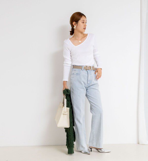 Rie Miller「ウォッシャブルリブカットアウト2WAYロンT」|Tシャツ・カットソー|