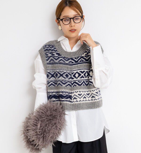 Rie Miller「ノルディック柄2WAYベスト」|ベスト・ジレ|