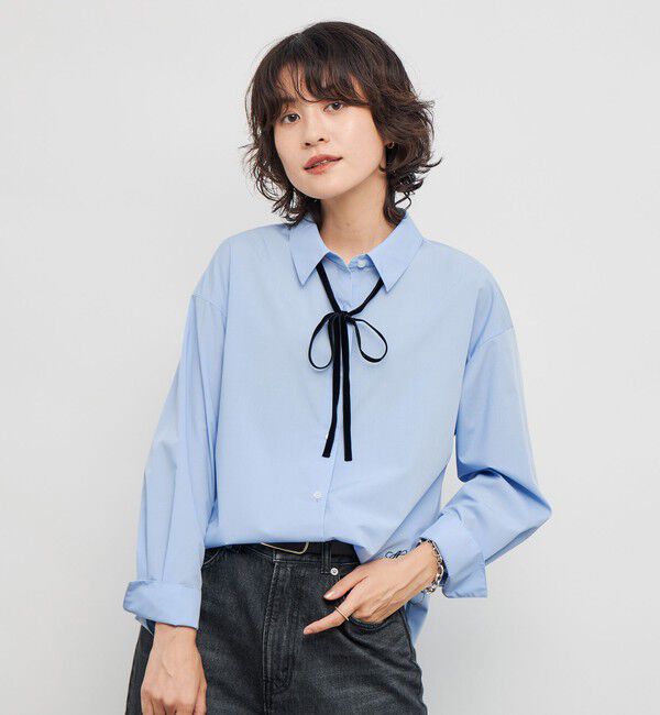 NOLLEY'S「ウォッシャブルリボン付きシャツ」|シャツ・ブラウス|