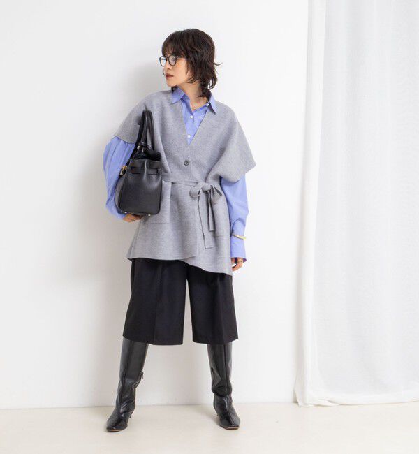 Rie Miller「バイカラー強縮ニットショール」|ニット・セーター|