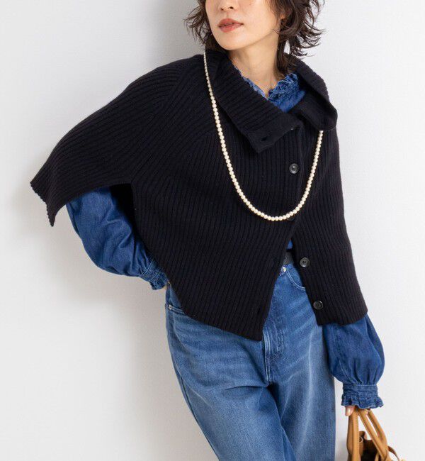 NOLLEY'S「《手洗い可能》2WAYニットポンチョ」|ニット・セーター|ブラック