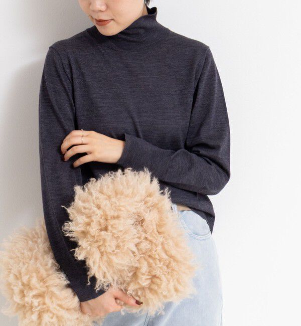 NOLLEY'S sophi「《手洗い可能》18Gウール100%ハイネックプルオーバー」|ニット・セーター|チャコールグレー