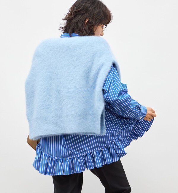 Rie Miller「ウォッシャブル裾フリルレギュラーカラーシャツ」|シャツ・ブラウス|