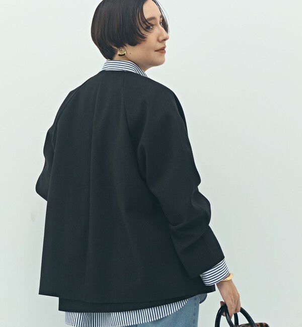 NOLLEY'S「ウォッシャブルストレッチジャージハオリ」|ブルゾン・スタジャン|ブラック