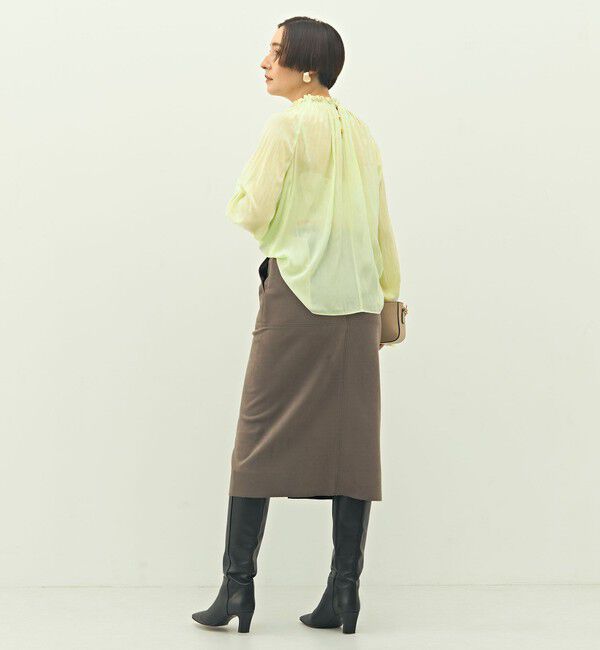 NOLLEY'S「ウォッシャブルストレッチスエード切替タイトスカート」|タイト|