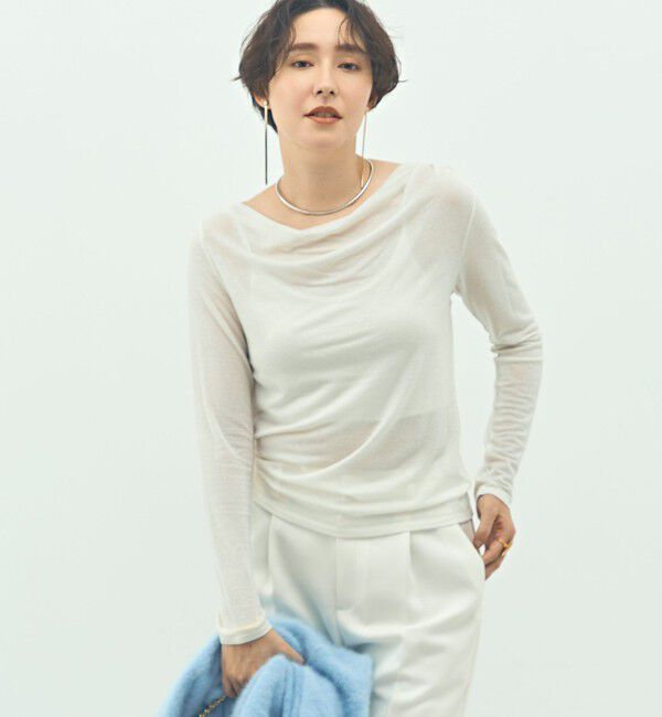 NOLLEY'S sophi「ウォッシャブルカシミヤシルクシアーラメドレープロンT」|Tシャツ・カットソー|オフホワイト
