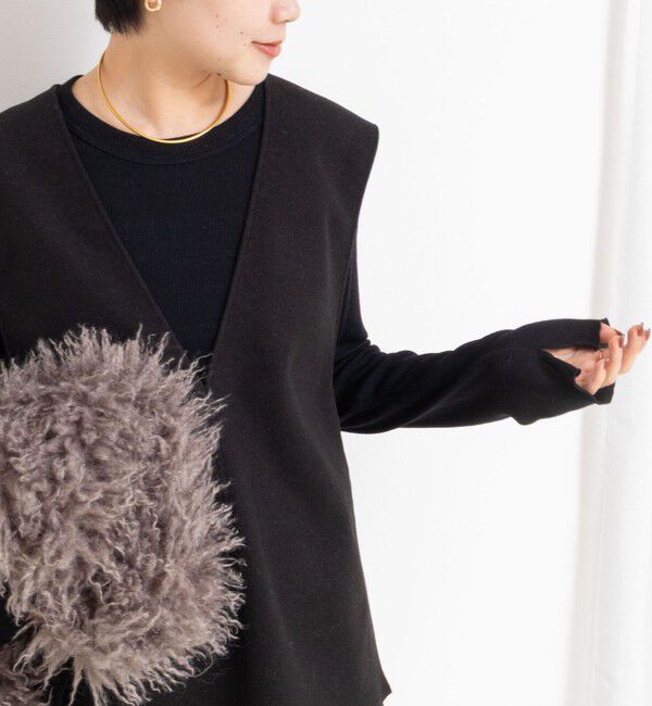 NOLLEY'S「MY STANDARD ウォッシャブルリブクルーネックロンT」|Tシャツ・カットソー|ブラック