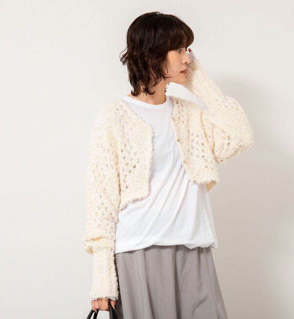 NOLLEY'S「《手洗い可能》カットフェザーヤーン透かし柄2WAYカーディガン」|カーディガン|