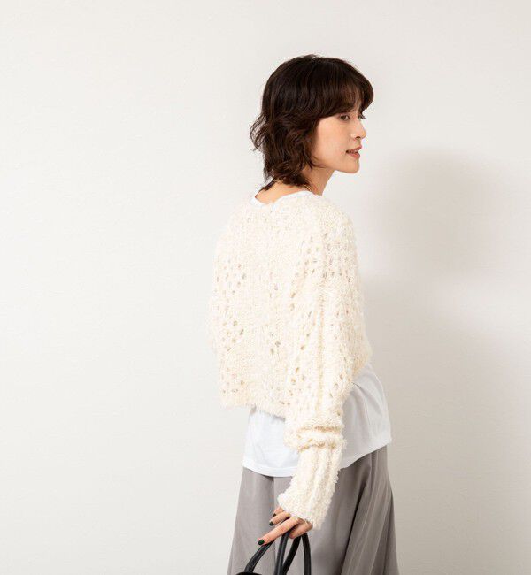 NOLLEY'S「《手洗い可能》カットフェザーヤーン透かし柄2WAYカーディガン」|カーディガン|