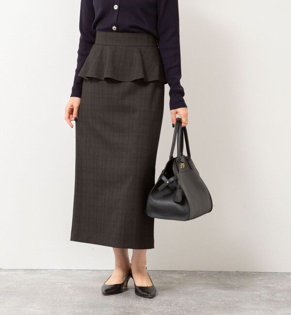 NOLLEY'S「ウォッシャブルペプラムタイトミディスカート」|タイト|ブラウンベージュ系3