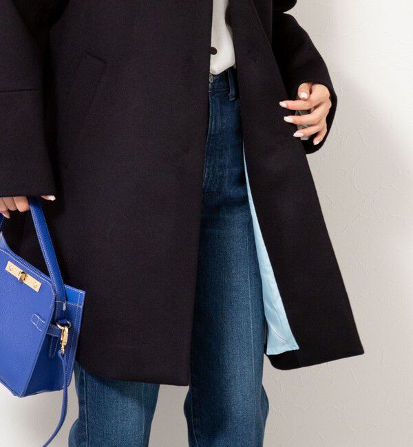 NOLLEY'S「ブローチ付きAラインノーカラーコート」|ノーカラーコート|