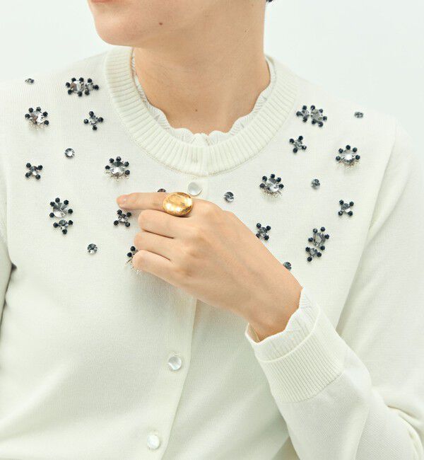 NOLLEY'S「《手洗い可能》ビジュー付きクルーネックカーディガン」|カーディガン|