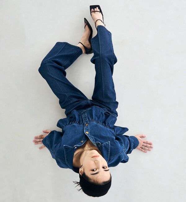 Rie Miller「【RM denim】裾フリルショート丈Gジャン」|ブルゾン・スタジャン|