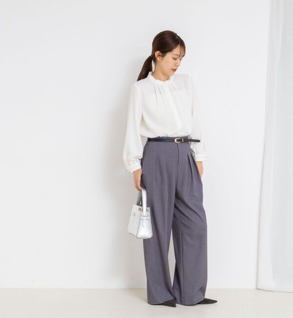 NOLLEY'S sophi「《セットアップ対応》ウォッシャブルウール混ツイルハイウエストワイドパンツ」|その他|