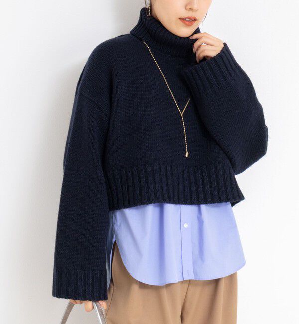 NOLLEY'S sophi「ブライト紡毛サイドジップショート丈タートルネック」|ニット・セーター|