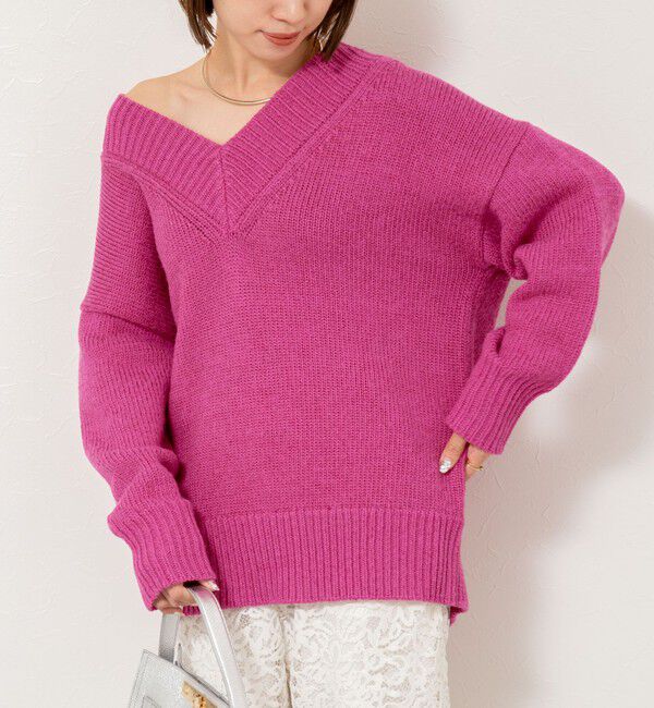 NOLLEY'S sophi「ブライト紡毛Vネックプルオーバー」|ニット・セーター|