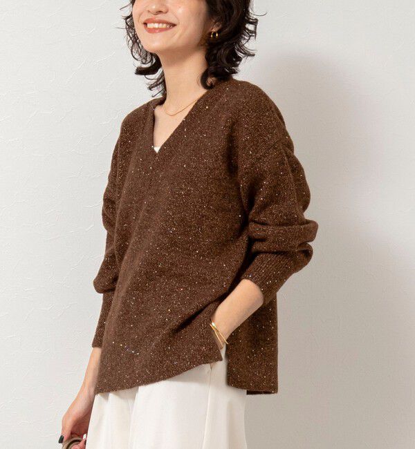NOLLEY'S sophi「《手洗い可能》モヘヤスパンコールVネックプルオーバー」|ニット・セーター|