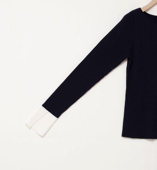 NOLLEY'S sophi「《手洗い可能》ウール混ワイドリブ袖口配色プルオーバー」|ニット・セーター|