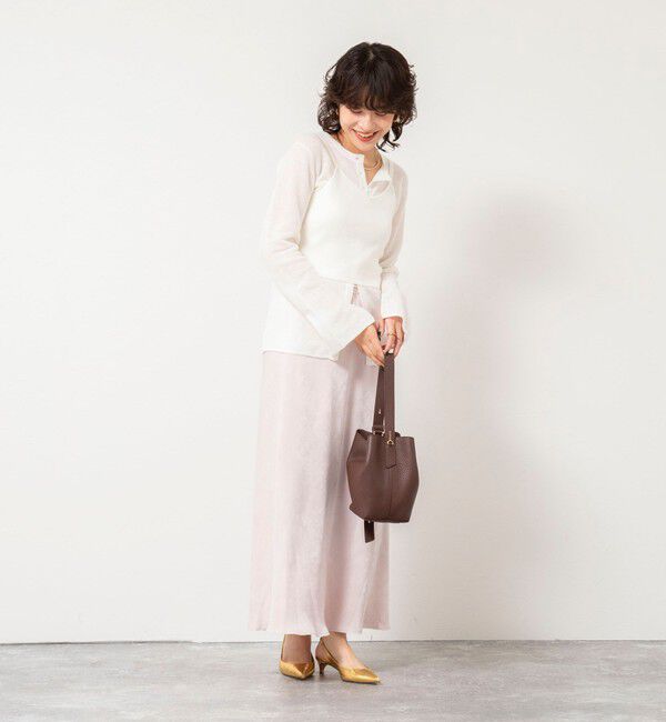 NOLLEY'S sophi「《手洗い可能》モヘヤ混片畦ミディ丈Cネックカーディガン」|カーディガン|